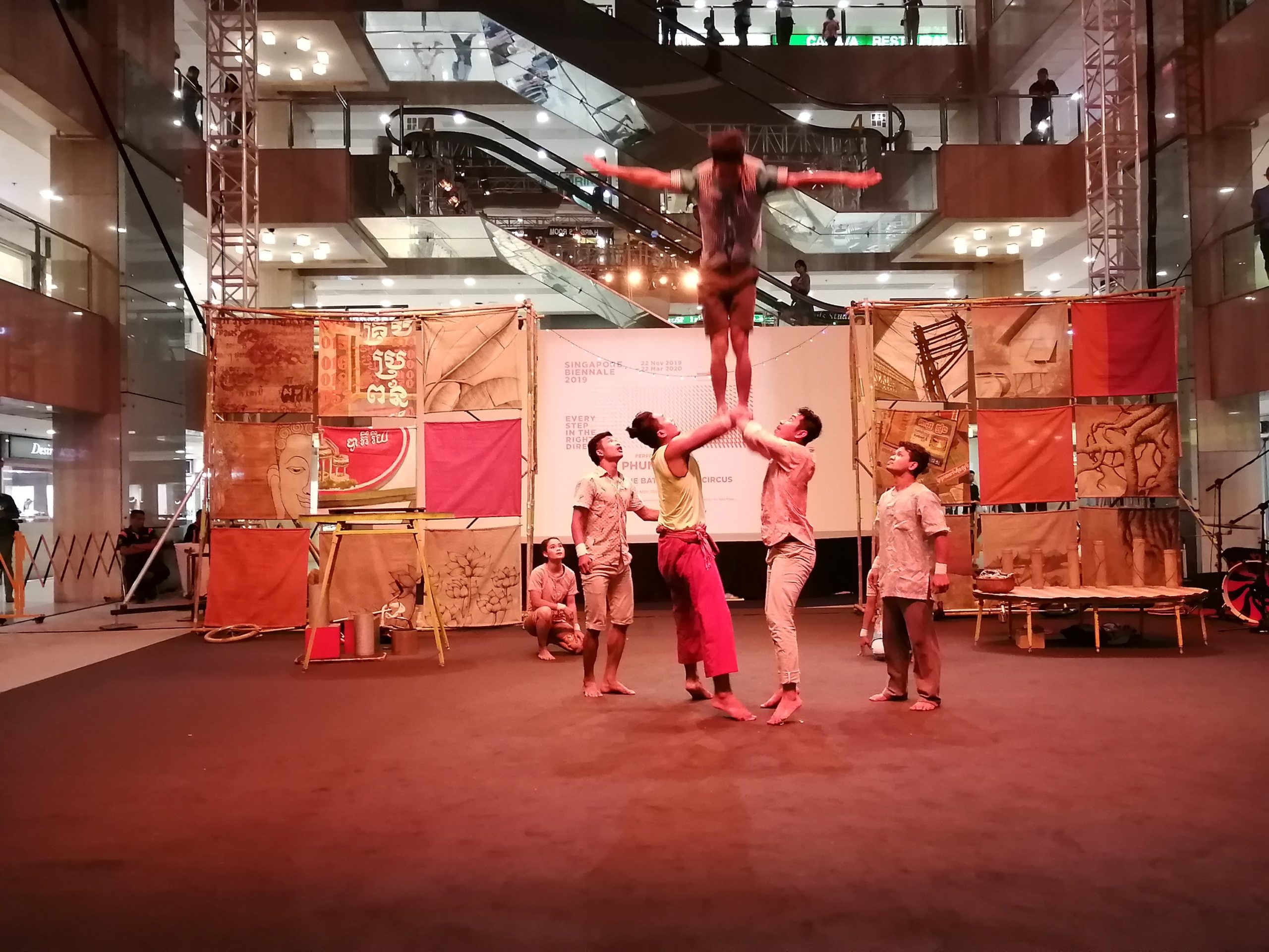 Battambang Circus, ''Phare,'' November 2019. Performance at Far East Plaza, Singapore. Photo: Patrick Flores.